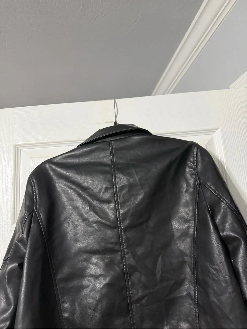 Zara Girls/Womens 13/14 Black Leather Biker Jacket with Zip Pockets